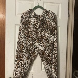 Cato Leopard Print Pajama Pants in Brown and Black